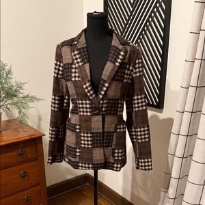 White Birch black label Checkered patchwork Blazer medium